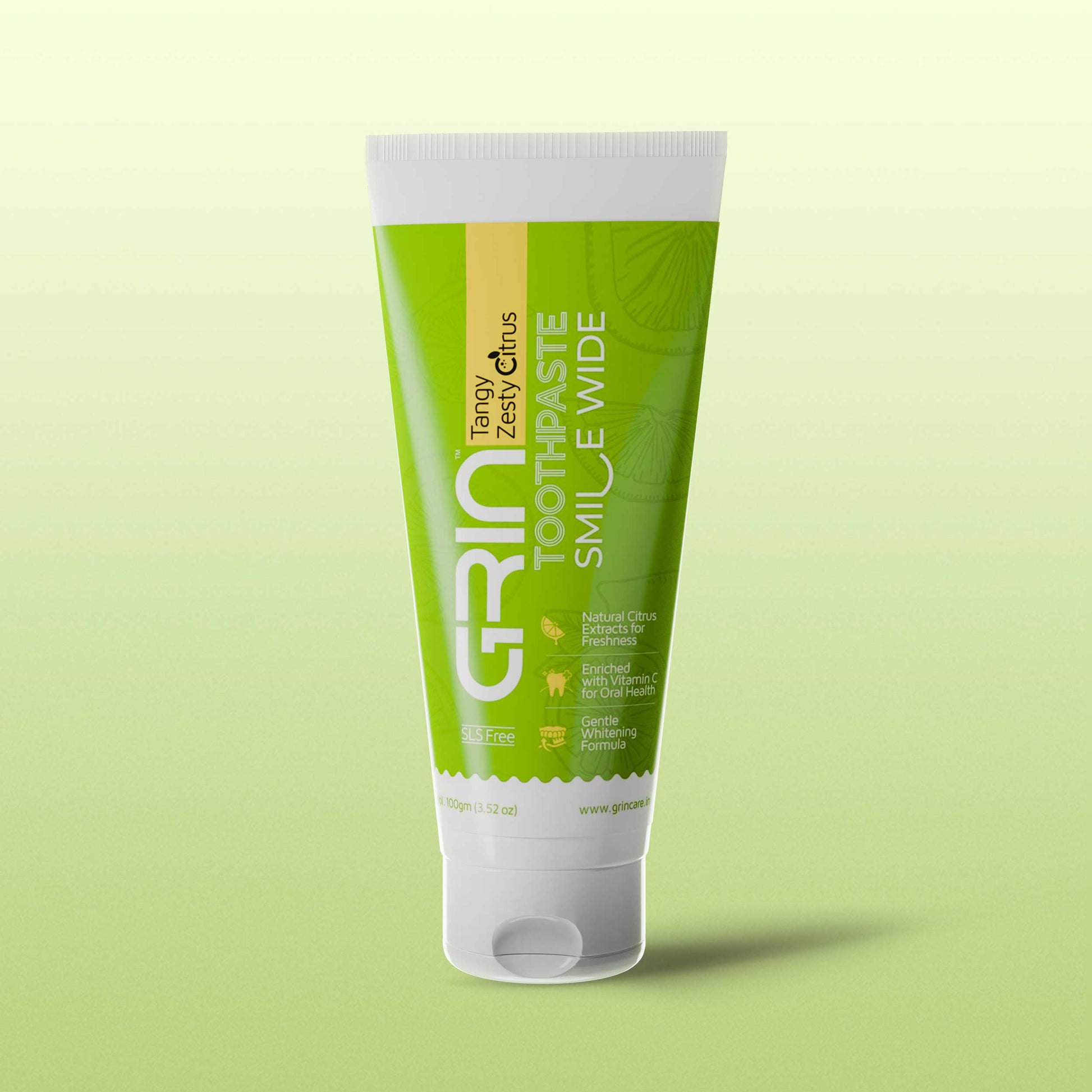 GRIN Tangy Zesty Citrus Toothpaste with Vitamin C | Gentle Whitening & Fresh  Breath | Natural Ingredients | Fluoride-Free | Safe for Daily Use | 100 g Tube