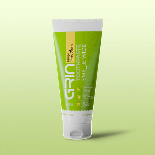 GRIN Tangy Zesty Citrus Toothpaste with Vitamin C | Gentle Whitening & Fresh  Breath | Natural Ingredients | Fluoride-Free | Safe for Daily Use | 100 g Tube