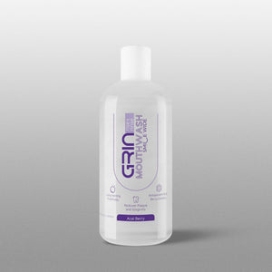 GRIN Acai Berry Mouthwash with 2x Plaque Reduction | 24-Hour Fresh Breath |  Alcohol-Free & Antioxidant-Rich Formula | Soothes Gums in one Use | 300 mL  Bottle