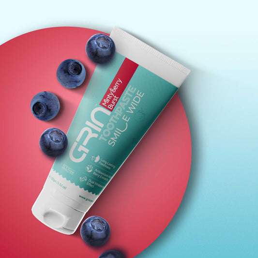 GRIN Minty Berry Burst Toothpaste with Vitamin C | Gentle Whitening & Fresh  Breath | Natural Ingredients | Fluoride-Free | Safe for Daily Use | 100 g Tube
