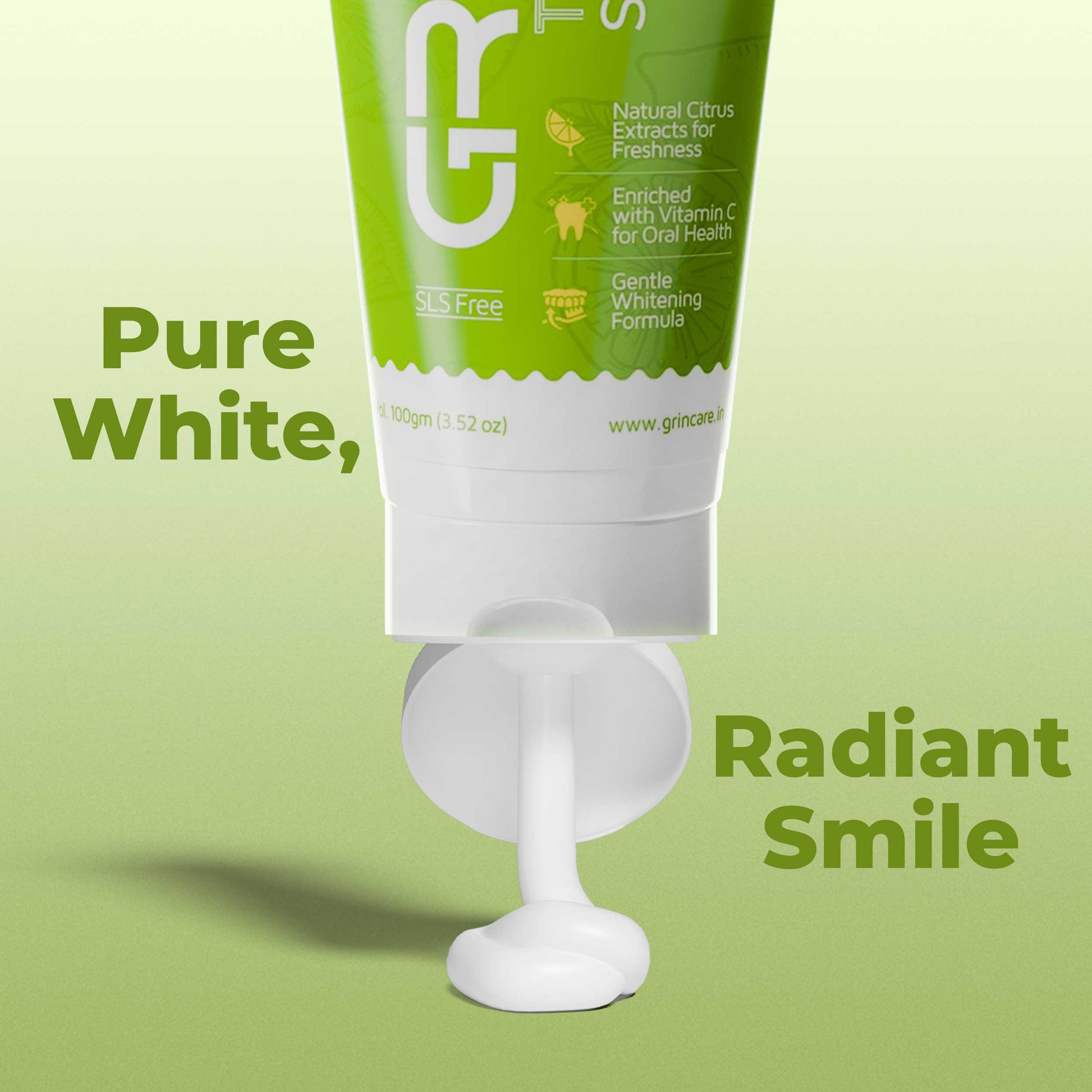 GRIN Tangy Zesty Citrus Toothpaste with Vitamin C | Gentle Whitening & Fresh  Breath | Natural Ingredients | Fluoride-Free | Safe for Daily Use | 100 g Tube