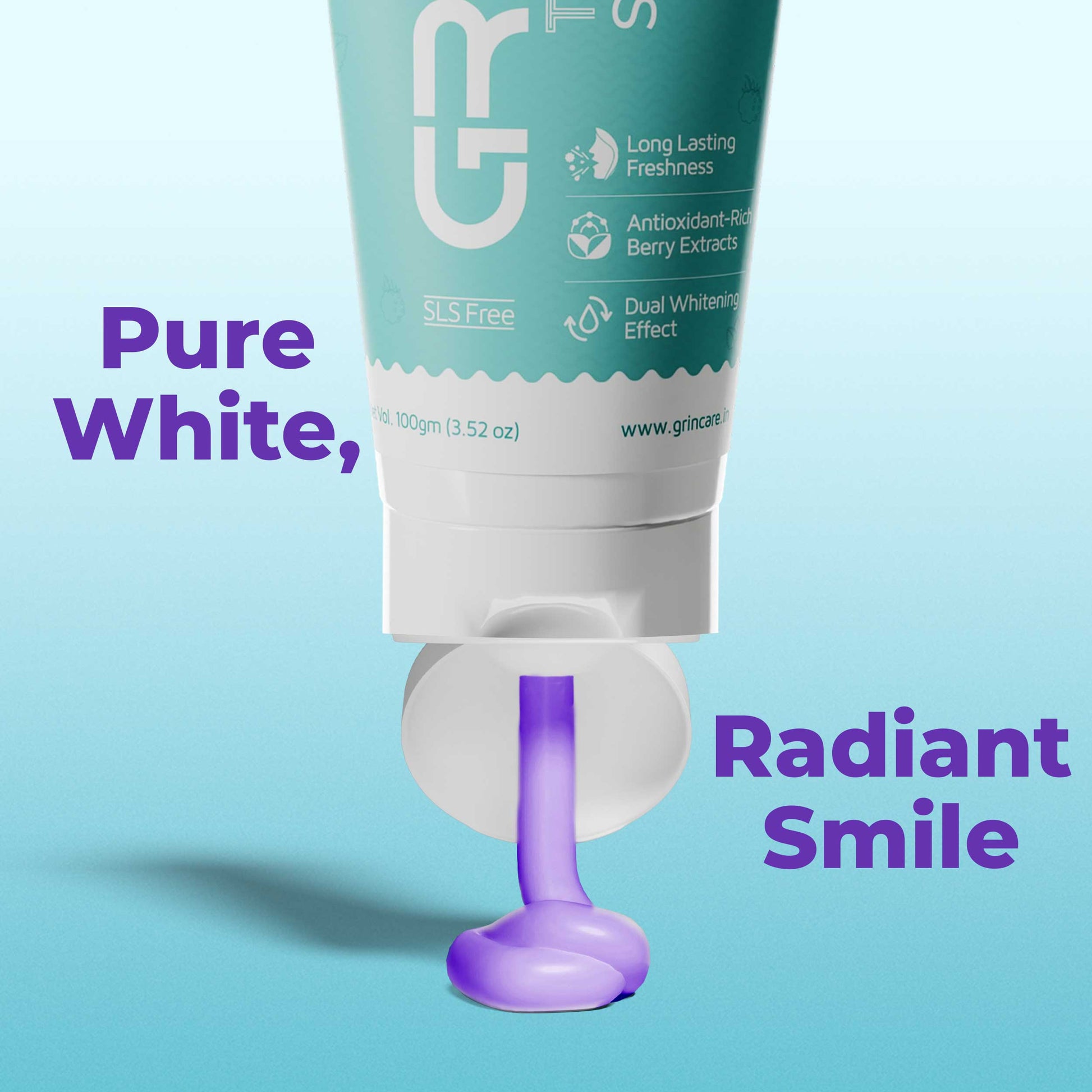 GRIN Minty Berry Burst Toothpaste with Vitamin C | Gentle Whitening & Fresh  Breath | Natural Ingredients | Fluoride-Free | Safe for Daily Use | 100 g Tube