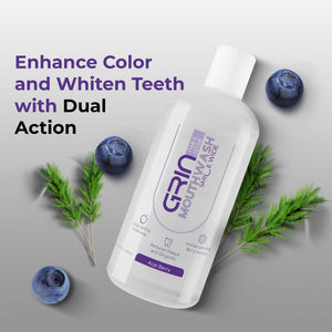 GRIN Acai Berry Mouthwash with 2x Plaque Reduction | 24-Hour Fresh Breath |  Alcohol-Free & Antioxidant-Rich Formula | Soothes Gums in one Use | 300 mL  Bottle